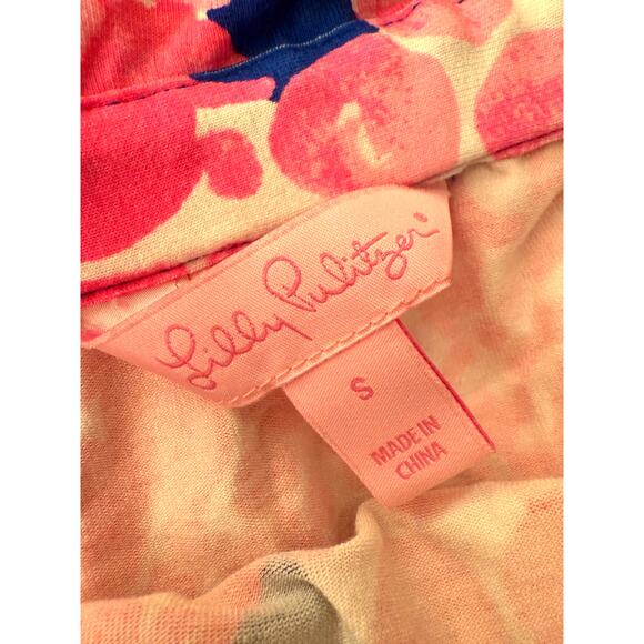 Lilly Pulitzer Strapless Mocean Octopus Long Dress Sz. Small Pink Navy - Picture 3 of 9